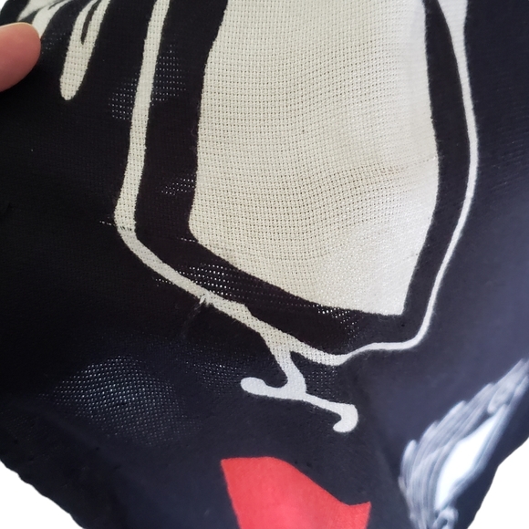 Cardigan Open Front Long Black Red White Abstract Print Lightweight One Size - Picture 6 of 7